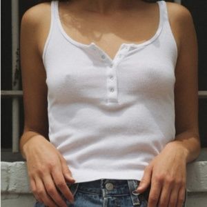 Brandy Melville Tank Top Button Up White Cotton